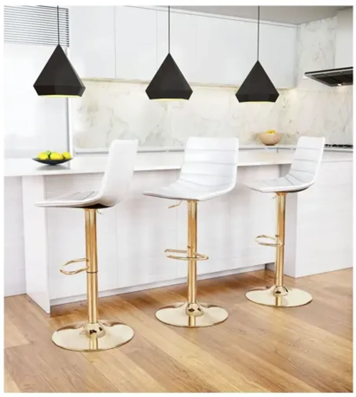 Prima Bar Chair White & Gold