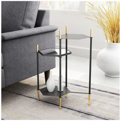 William Side Table Gold & Black