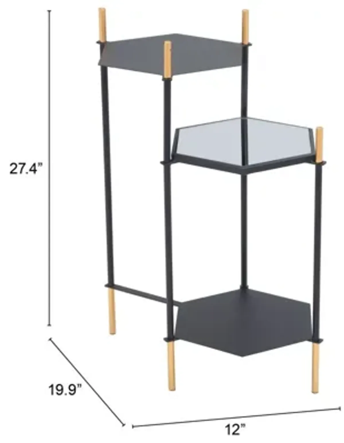 William Side Table Gold & Black