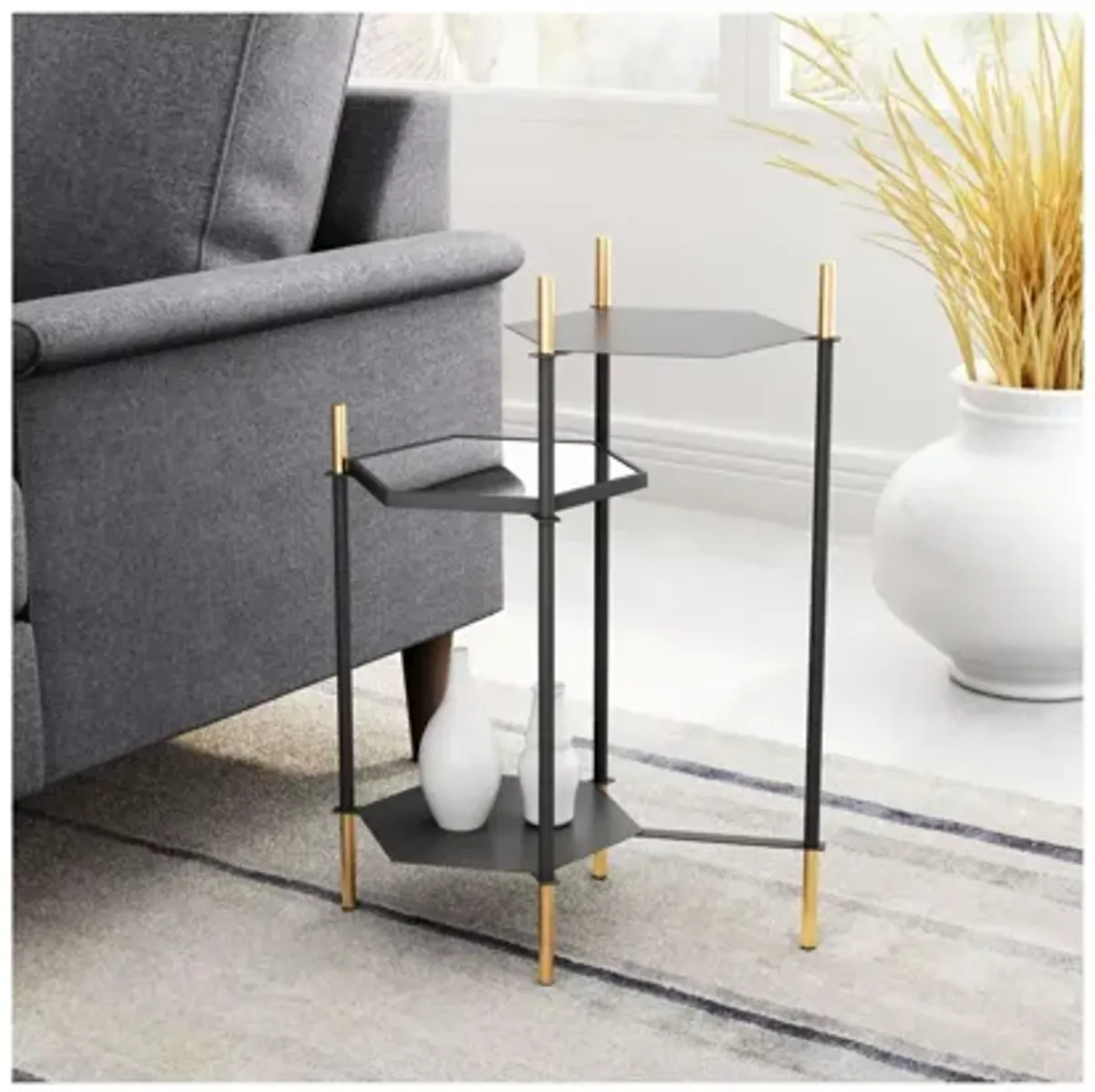 William Side Table Gold & Black