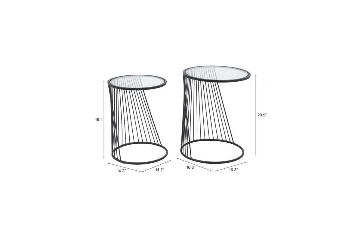 Shine Nesting Tables Set Clear & Black