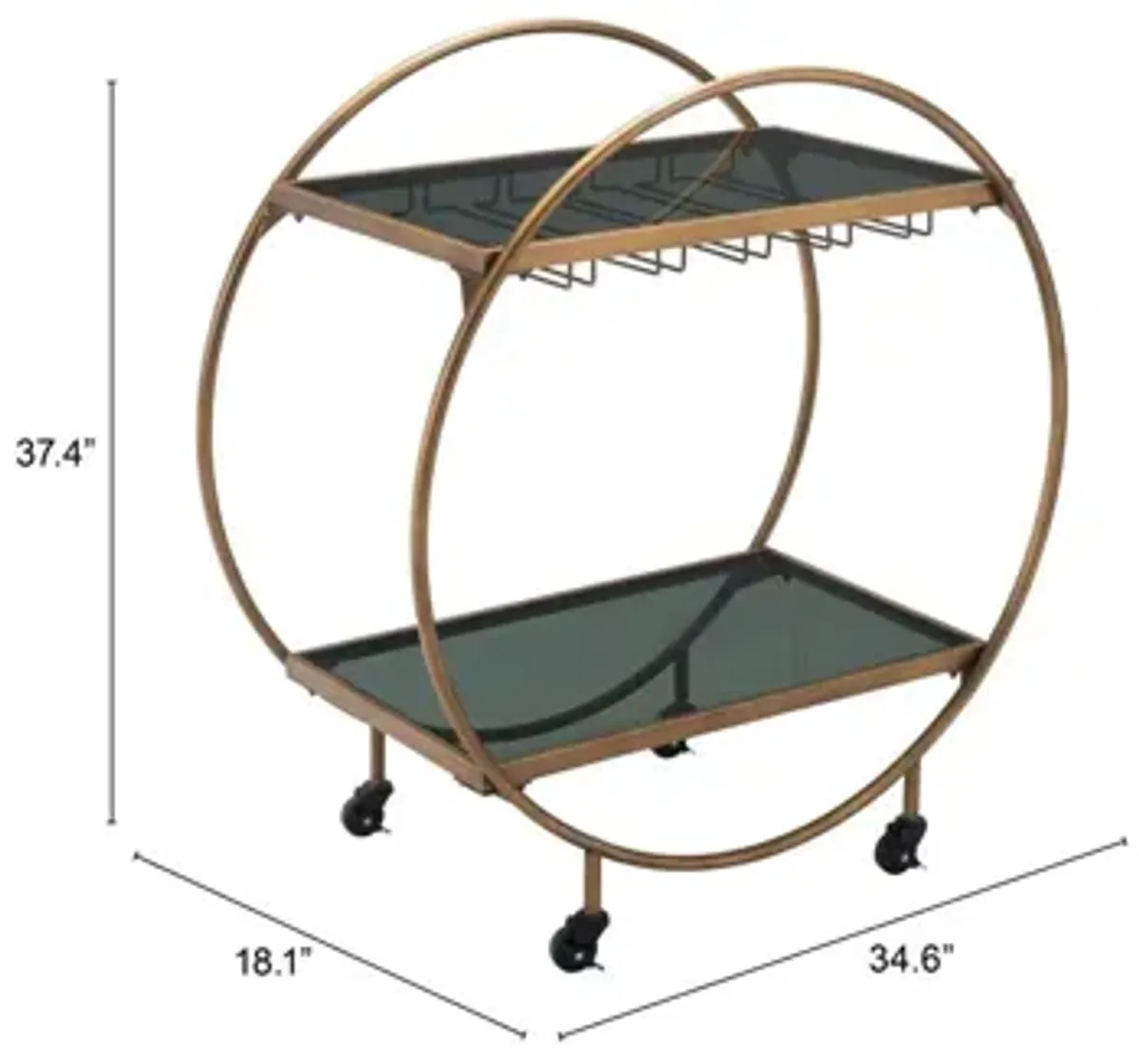 Arc Bar Cart Gold & Black