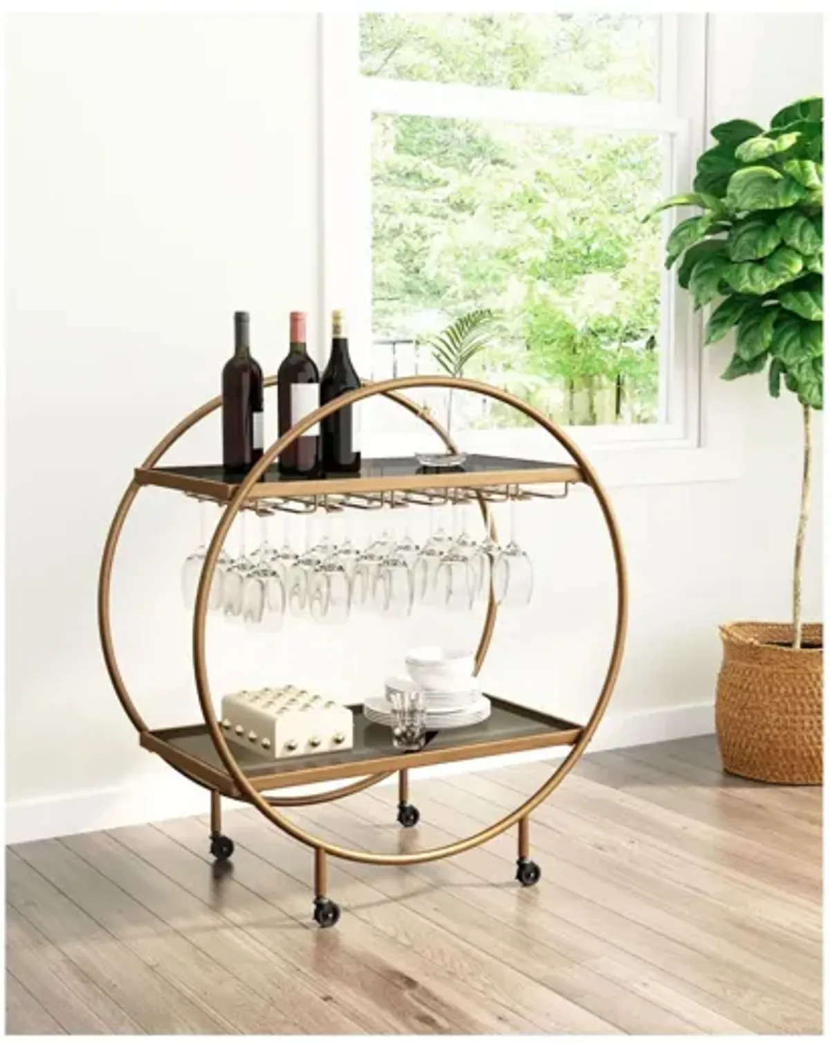 Arc Bar Cart Gold & Black