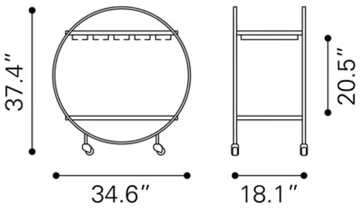 Arc Bar Cart Gold & Black