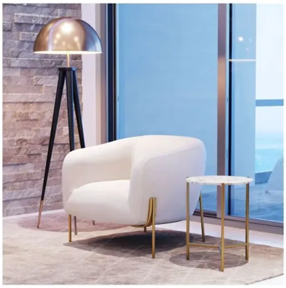 Haru Side Table White & Gold