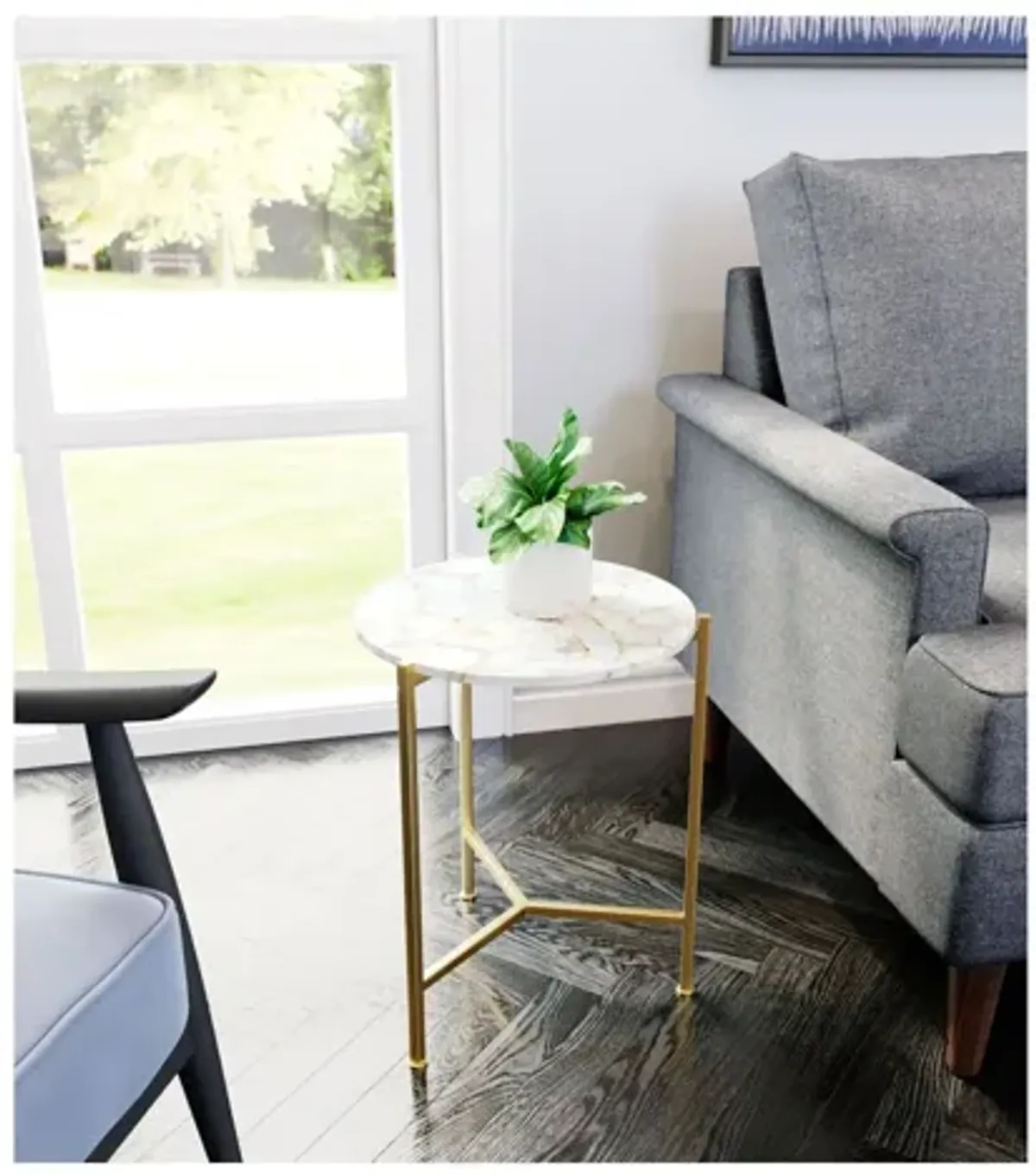 Haru Side Table White & Gold