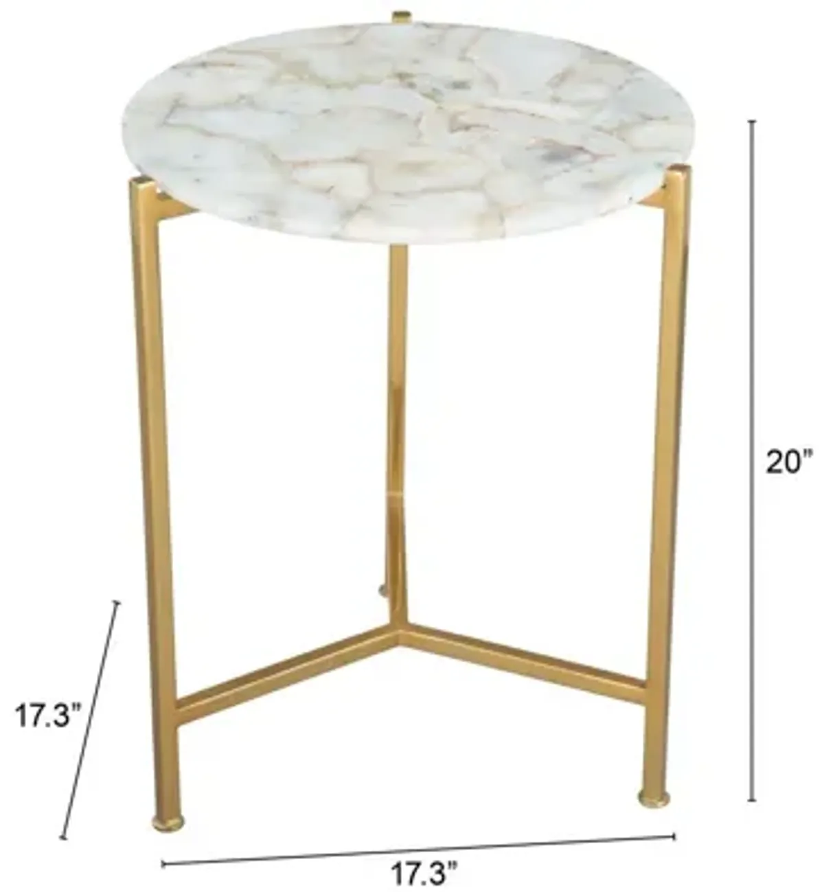 Haru Side Table White & Gold