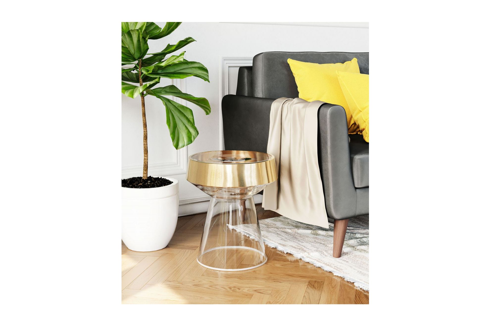 Skya Side Table Clear & Gold