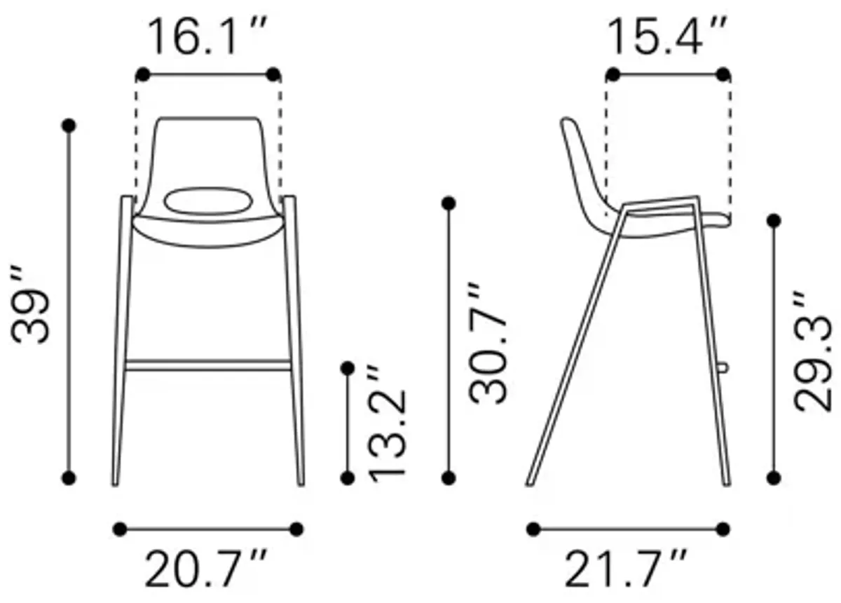 Desi Bar Chair (Set of 2) White