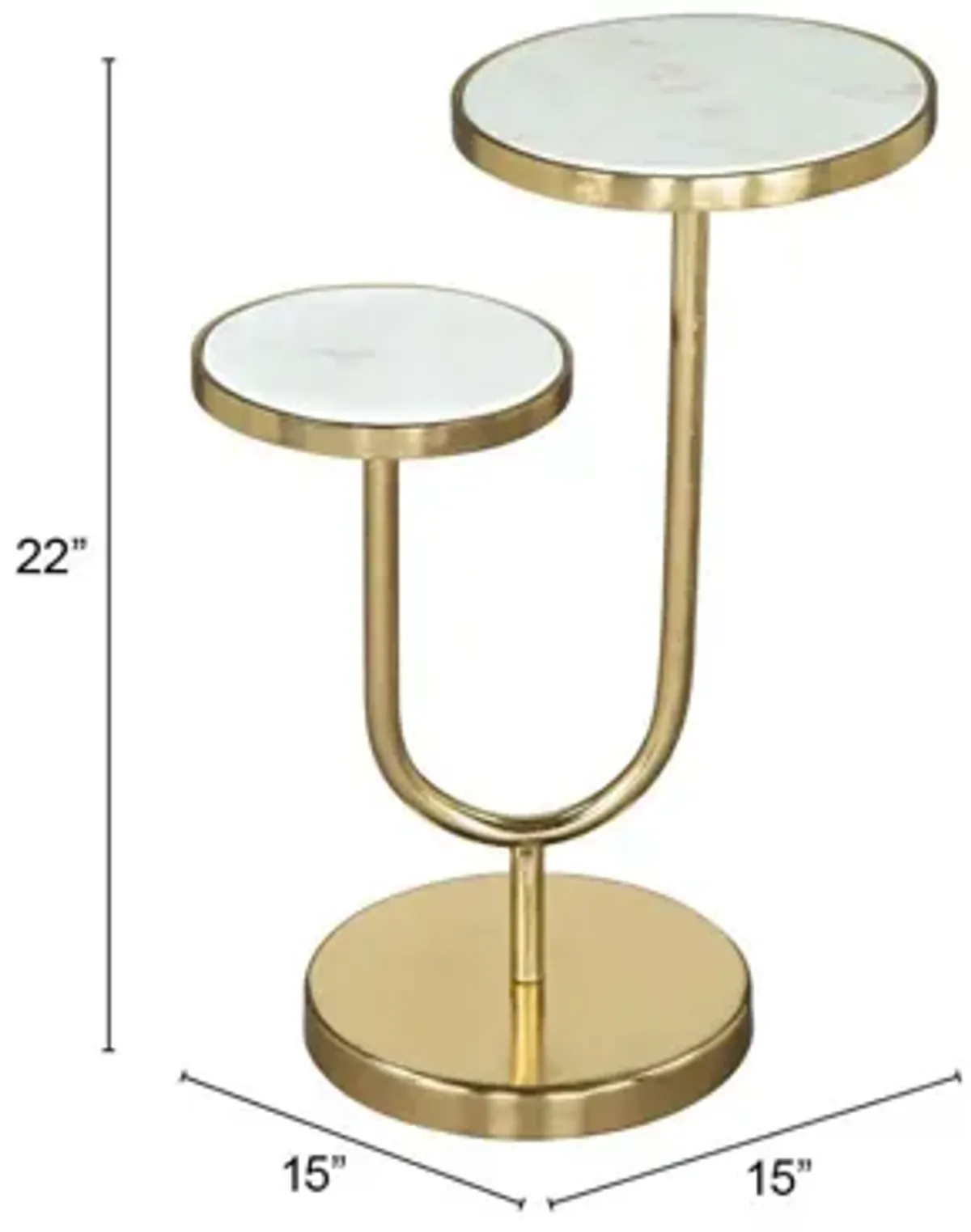 Marc Side Table White & Gold