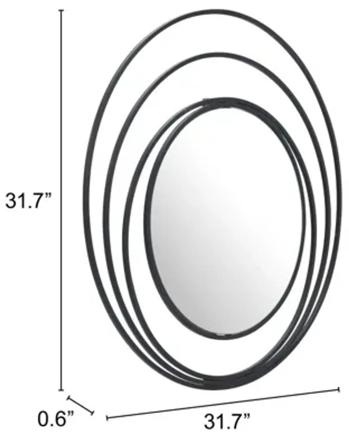 Luna Round Mirror Black