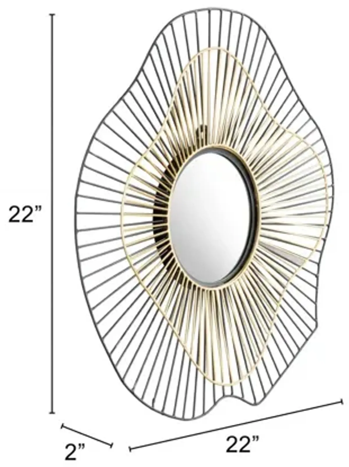 Comet Round Mirror Black & Gold