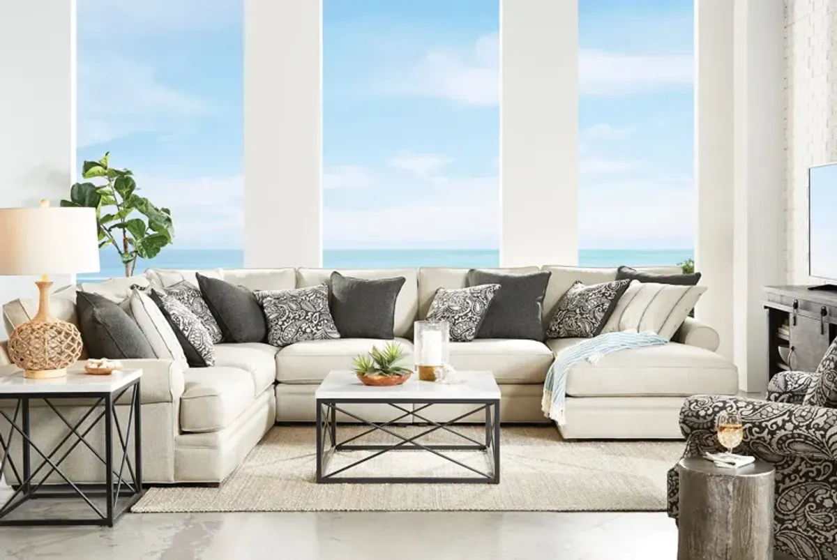 Lincoln Putty 4-Piece Sectional with Right Arm Facing Chaise