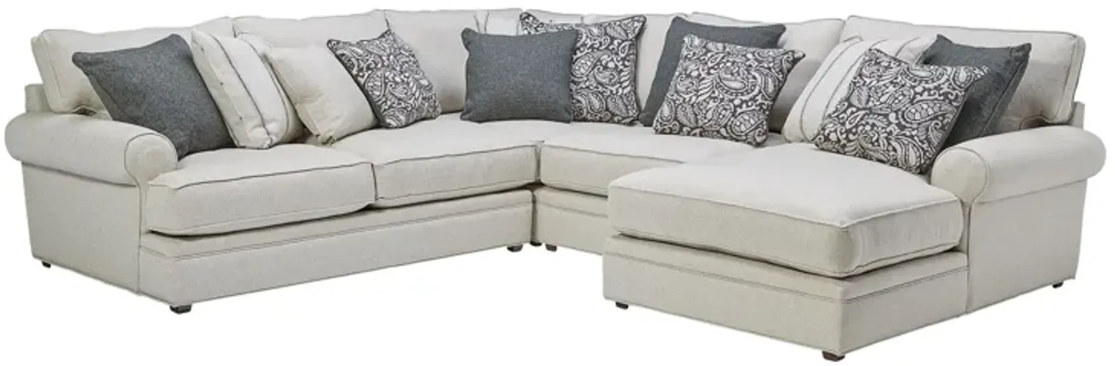 Lincoln Putty 4-Piece Sectional with Right Arm Facing Chaise