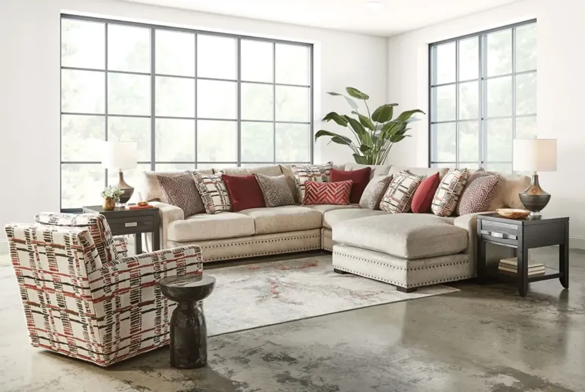 Bulova Linen 4-Piece Sectional with Right Arm Facing Chaise