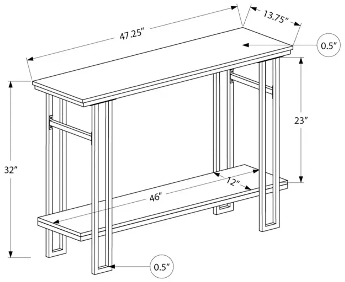 Accent Table - 48"L / Grey / Black Metal Hall Console