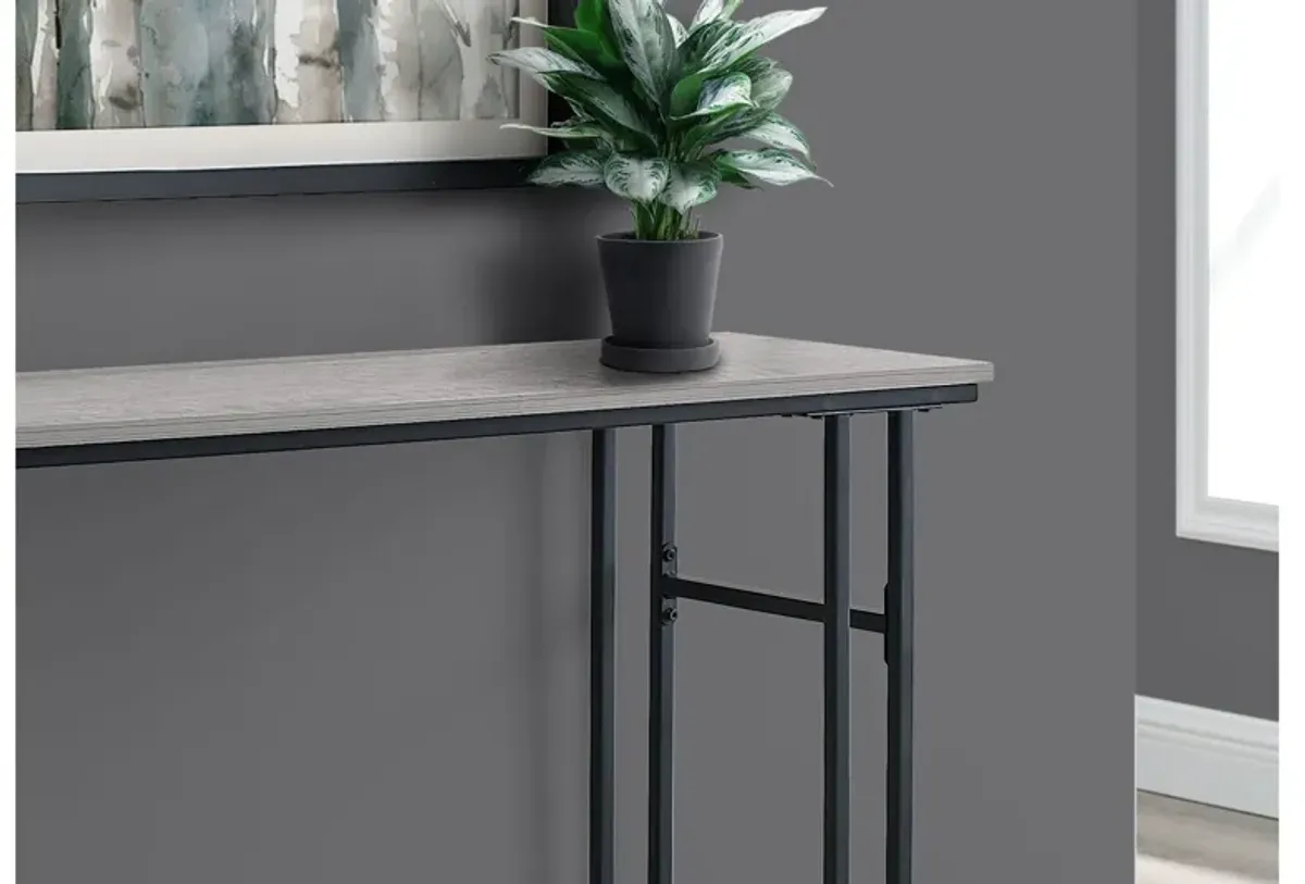 Accent Table - 48"L / Grey / Black Metal Hall Console