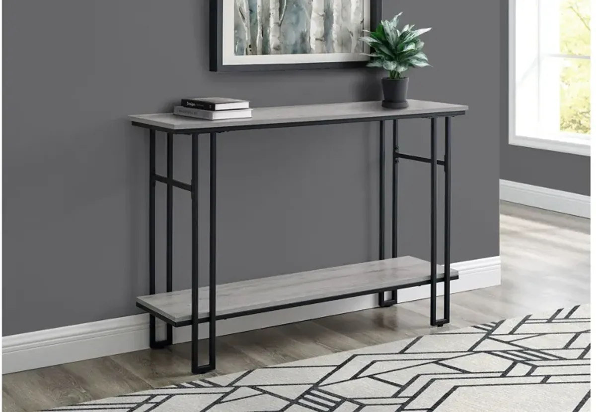 Accent Table - 48"L / Grey / Black Metal Hall Console