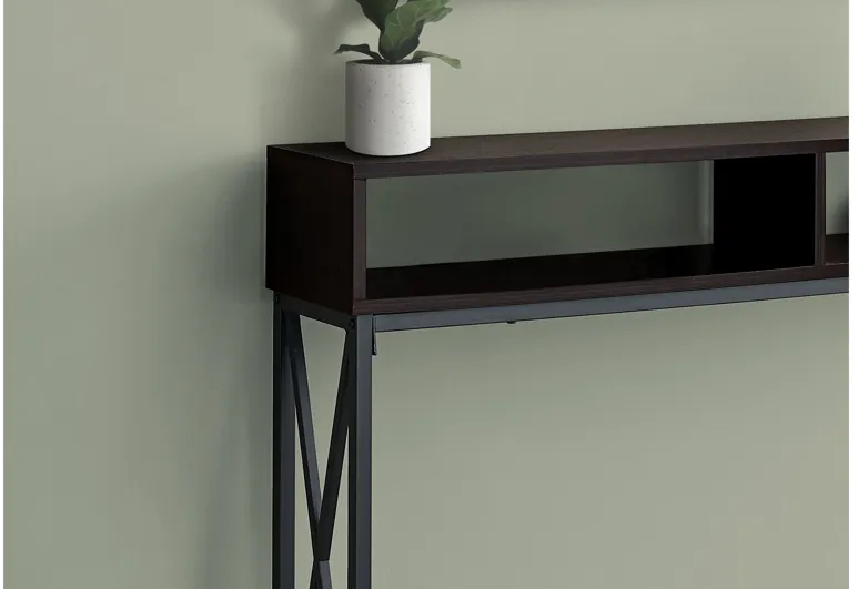 Espresso Black 48" Metal Hall Console