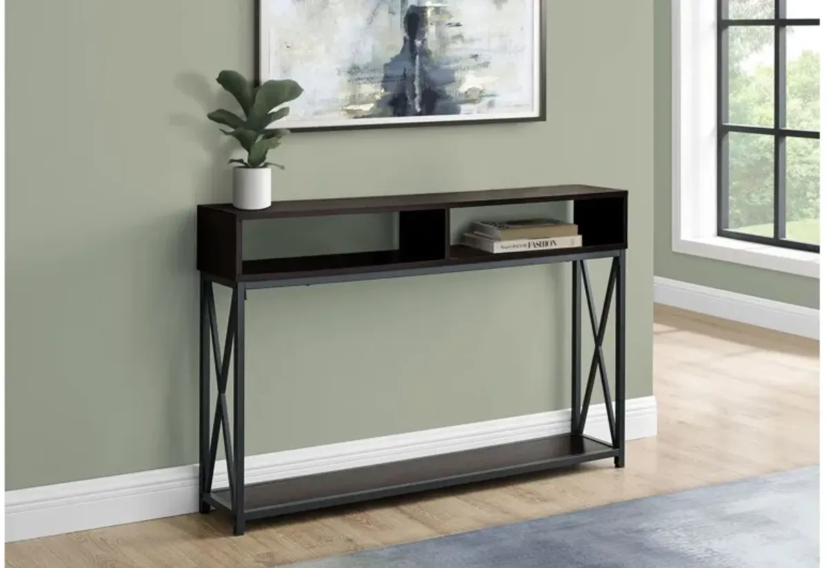 Espresso Black 48" Metal Hall Console