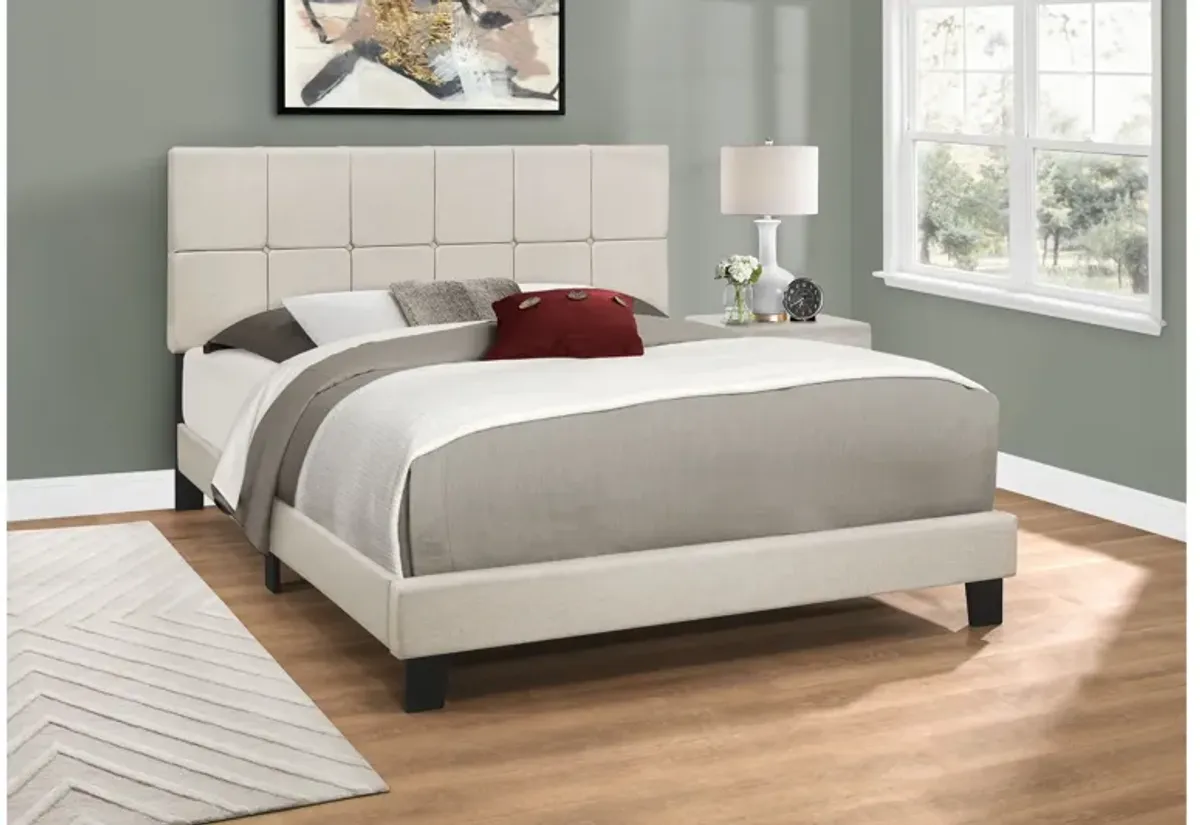 Beige Linen Queen Bed