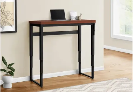 Cherry Adjustable Height Black Metal Computer Desk