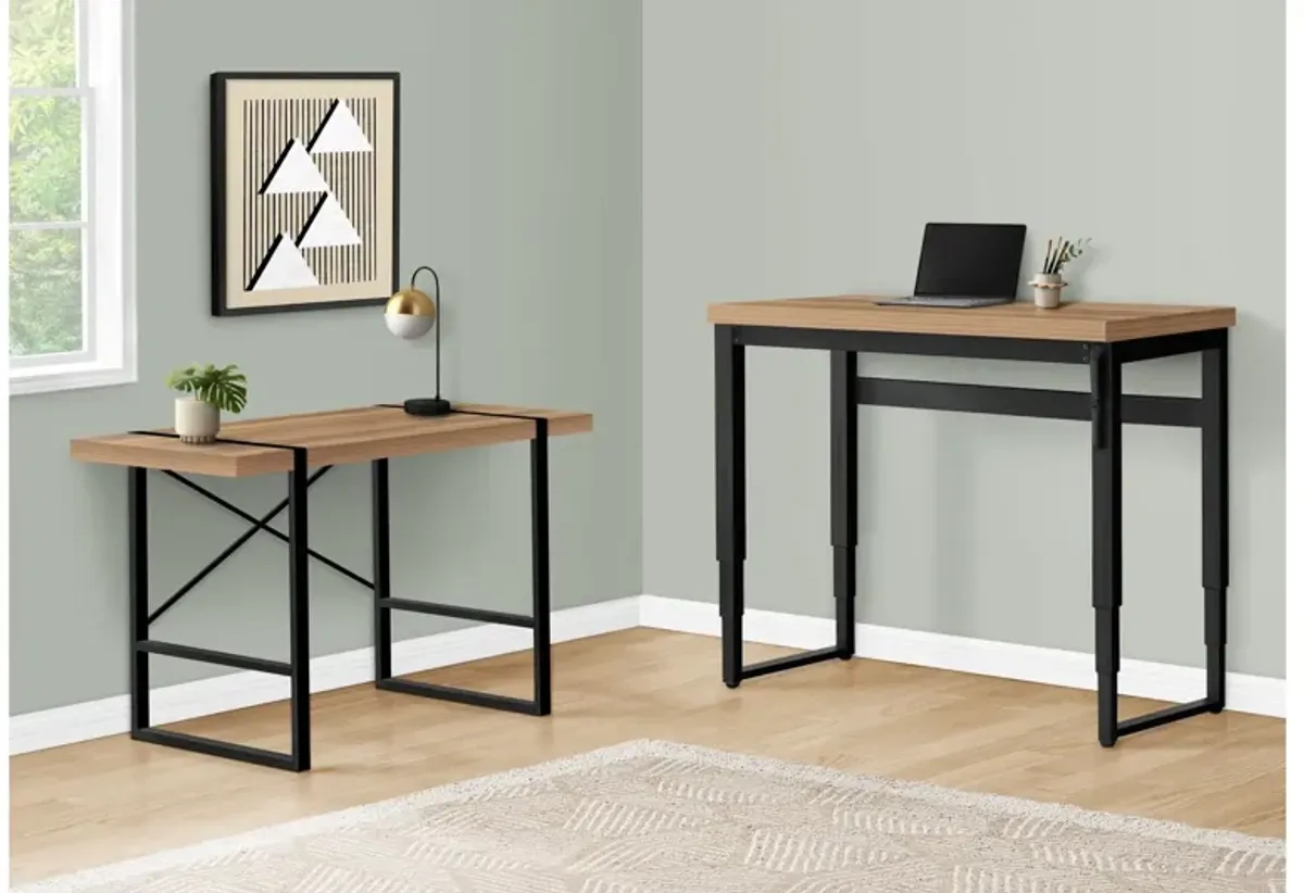 Reclaimed Wood Adjustable Height Black Computer Desk