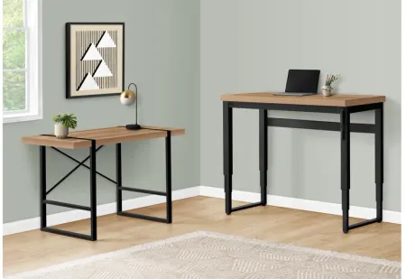 Reclaimed Wood Adjustable Height Black Computer Desk