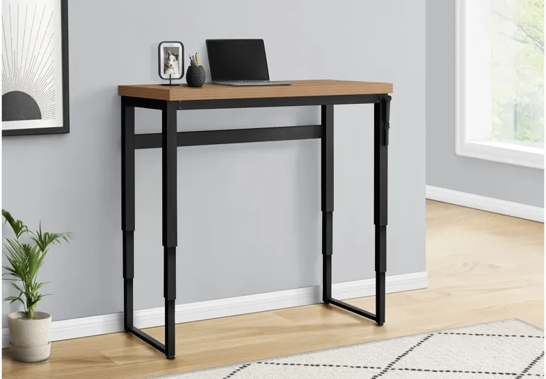 Reclaimed Wood Adjustable Height Black Computer Desk