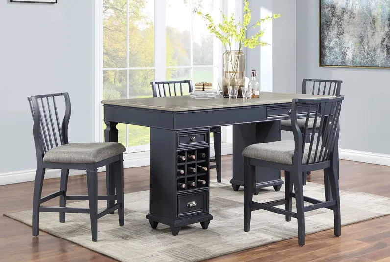 Haven Gathering Grey Table + 4 Stools