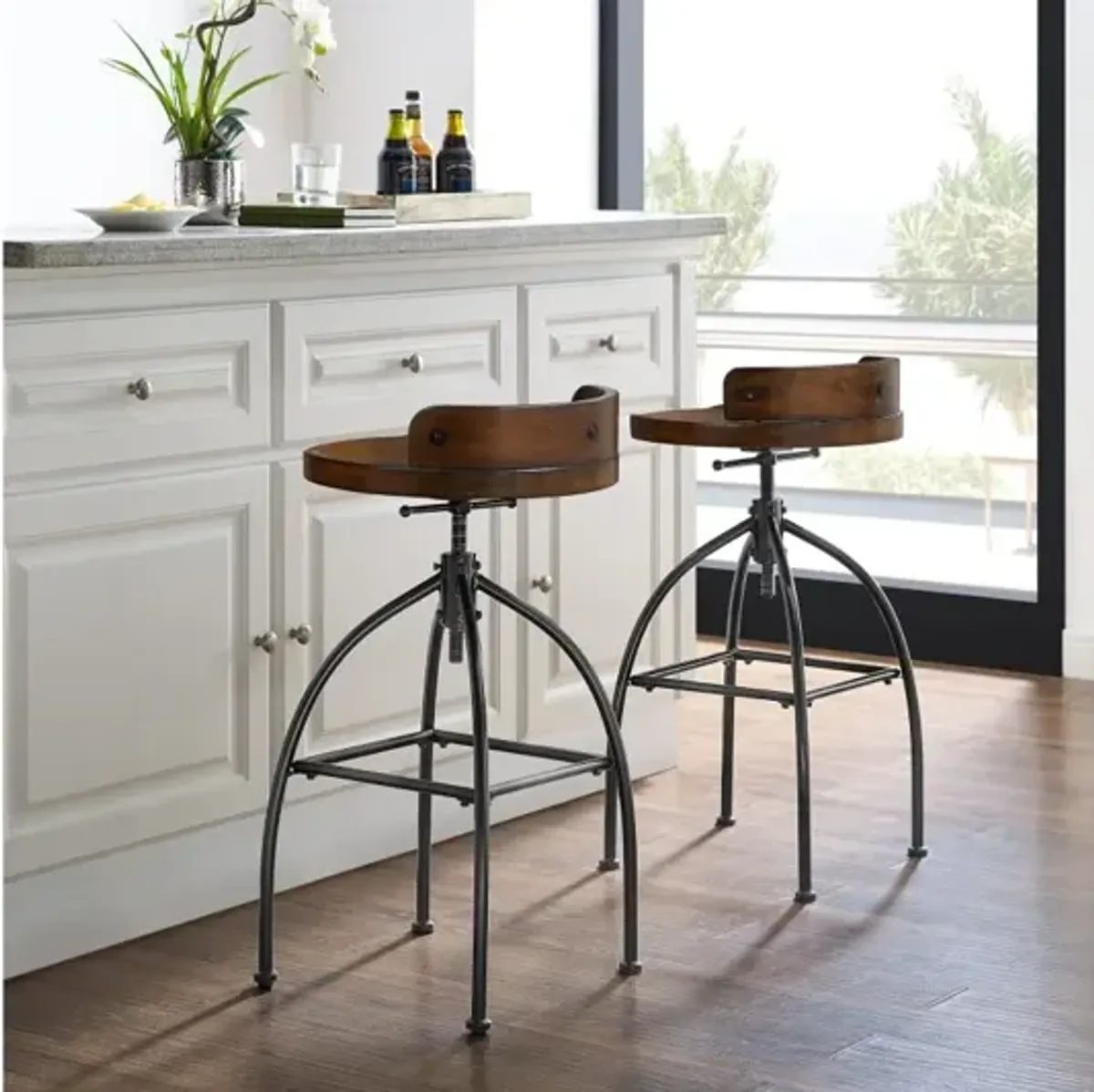 Edison Adjustable Height Swivel Stool