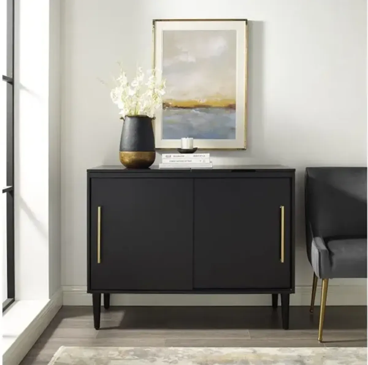 Everett Black Media Console