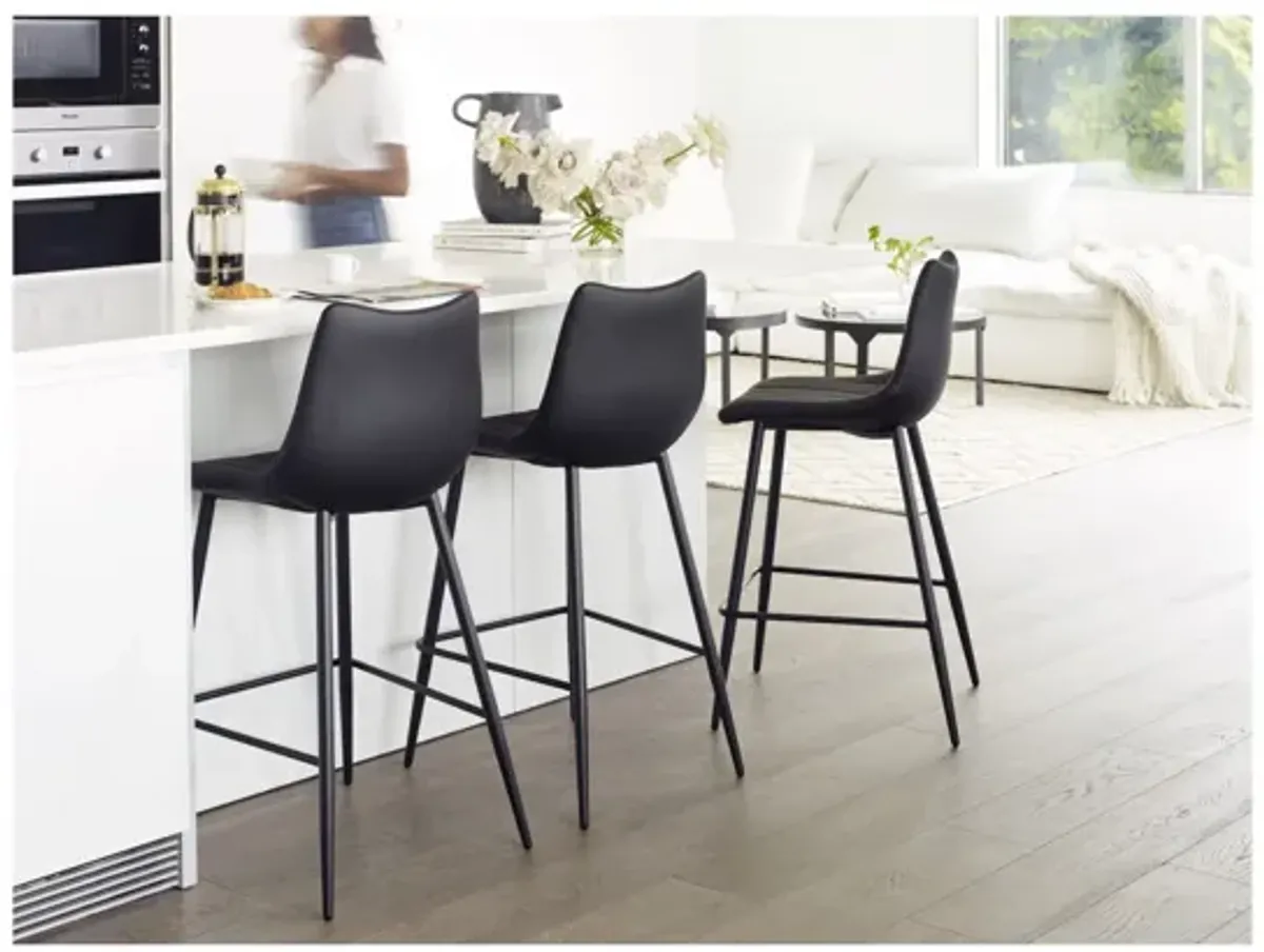 Alibi Counter Stool Matte Black, Set of 2