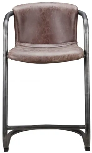 Freeman Counter Stool Grazed Brown Leather, Set of 2