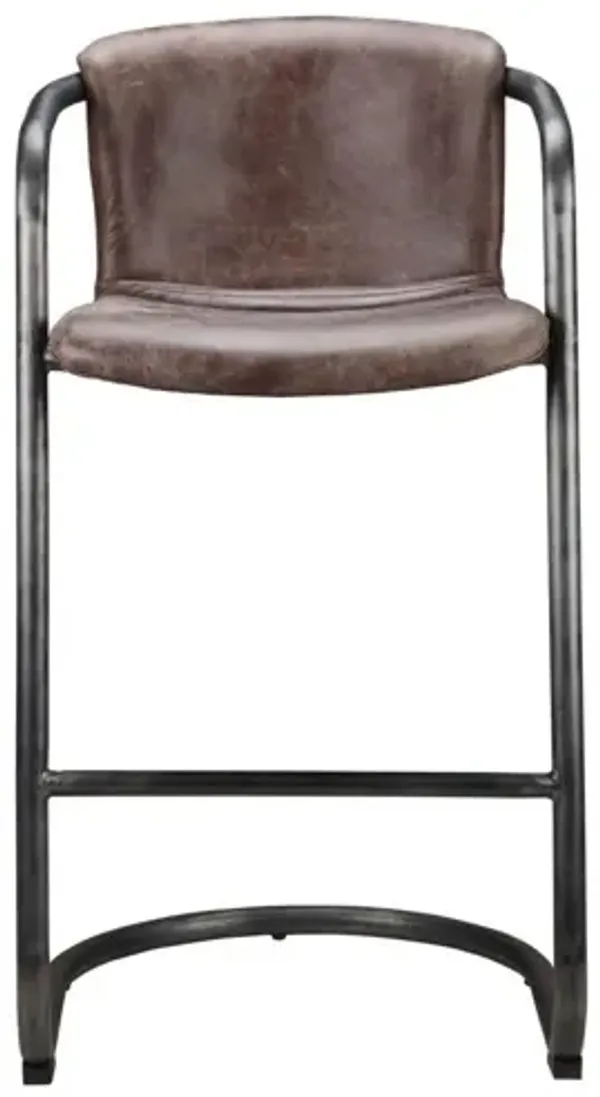 Freeman Barstool Grazed Brown Leather, Set of 2