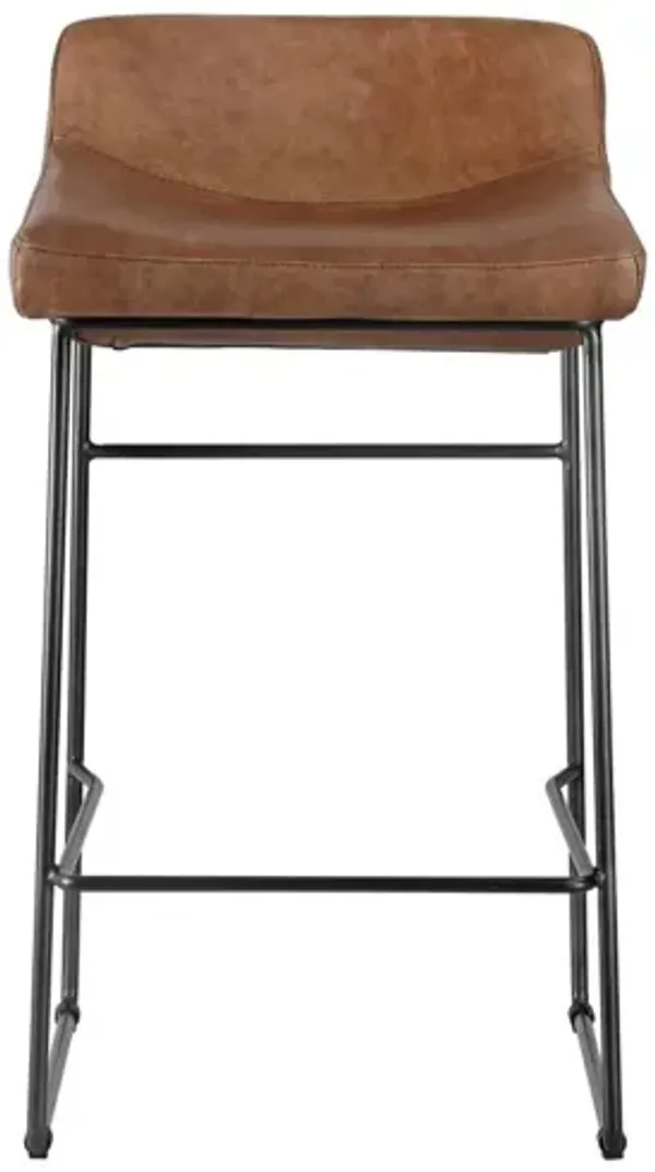 Starlet Counter Stool Open Road Brown Leather, Set of 2