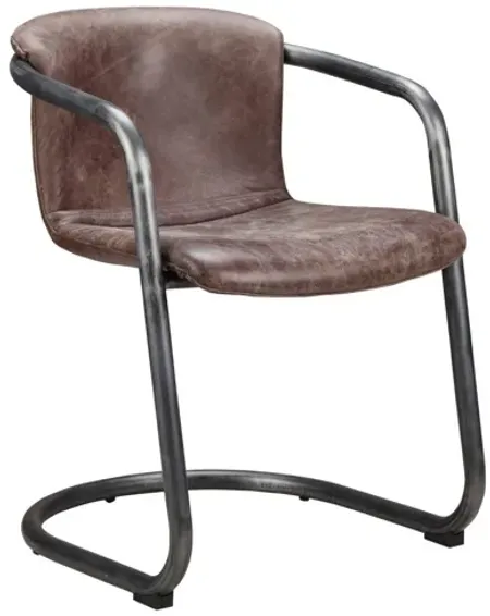 Freeman Dining Chair Grazed Brown Leather, Set of 2