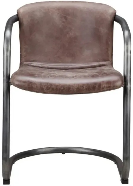 Freeman Dining Chair Grazed Brown Leather, Set of 2
