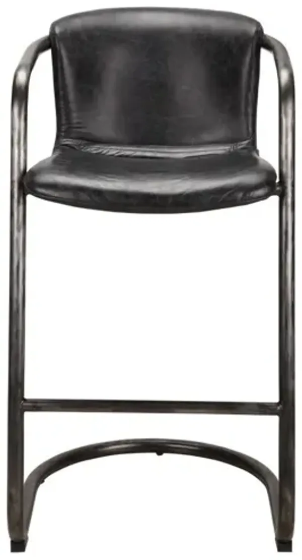 Freeman Barstool Onyx Black Leather, Set of 2