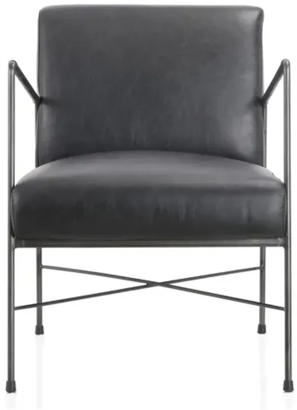 Dagwood Leather Arm Chair Onyx Black Leather