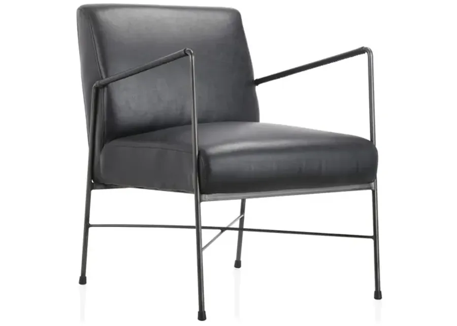 Dagwood Leather Arm Chair Onyx Black Leather