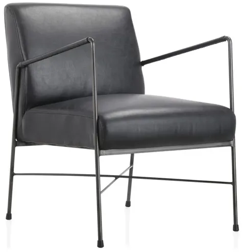 Dagwood Leather Arm Chair Onyx Black Leather