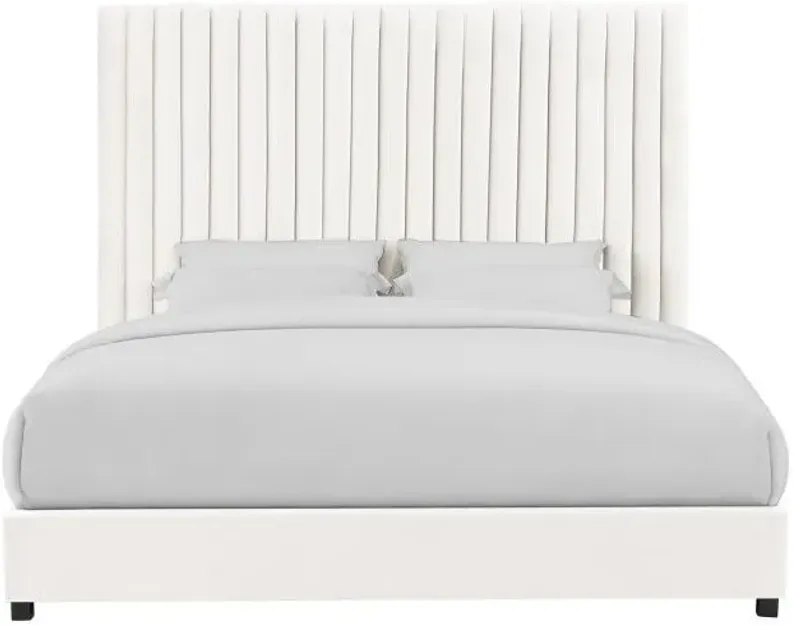 Arabelle White Velvet Bed in Queen