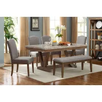 Vesper 6 Piece Rectangular Table + 4 Chairs & Bench