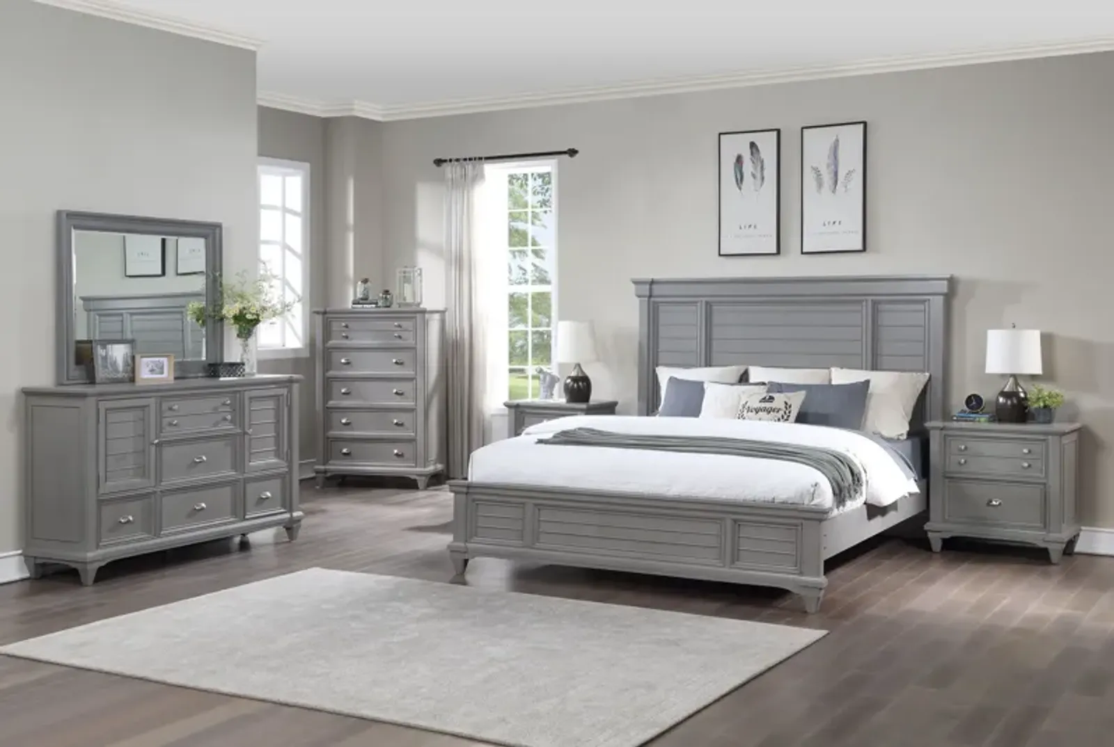 Bay Harbor Grey Queen 5-Piece Bedroom Set
