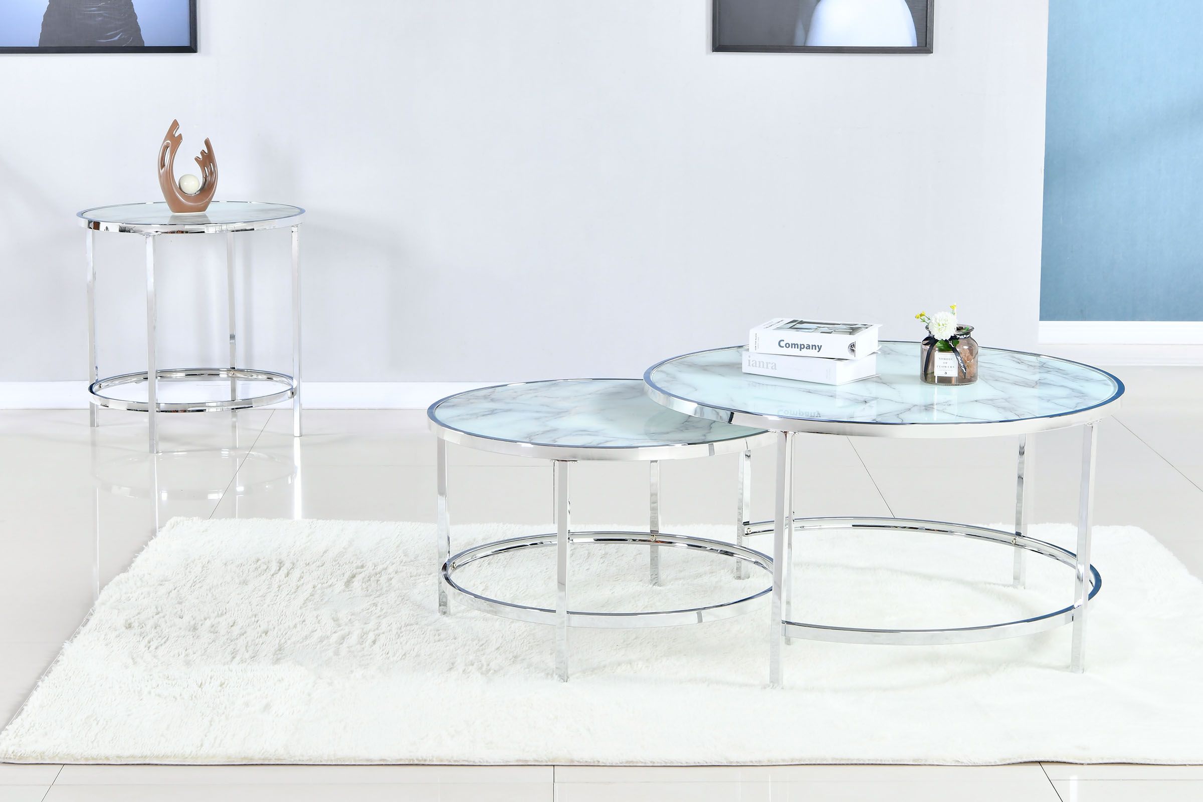 Metal and Glass Tiered Coffee Table