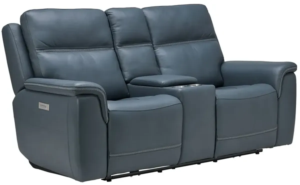 Stephen Triple Power Reclining Console Leather Loveseat