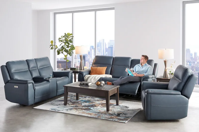 Stephen Triple Power Reclining Console Leather Loveseat