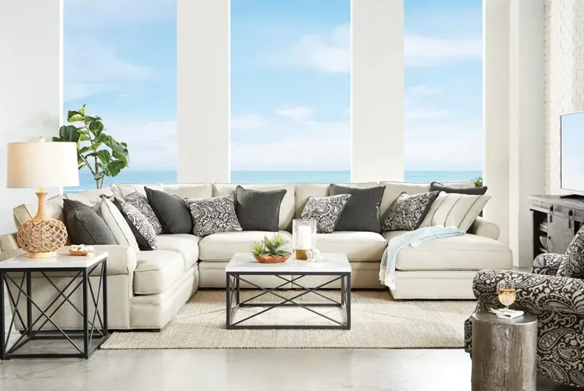 Lincoln Putty 5-Piece Sectional with Right Arm Facing Chaise