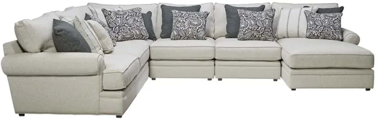 Lincoln Putty 5-Piece Sectional with Right Arm Facing Chaise